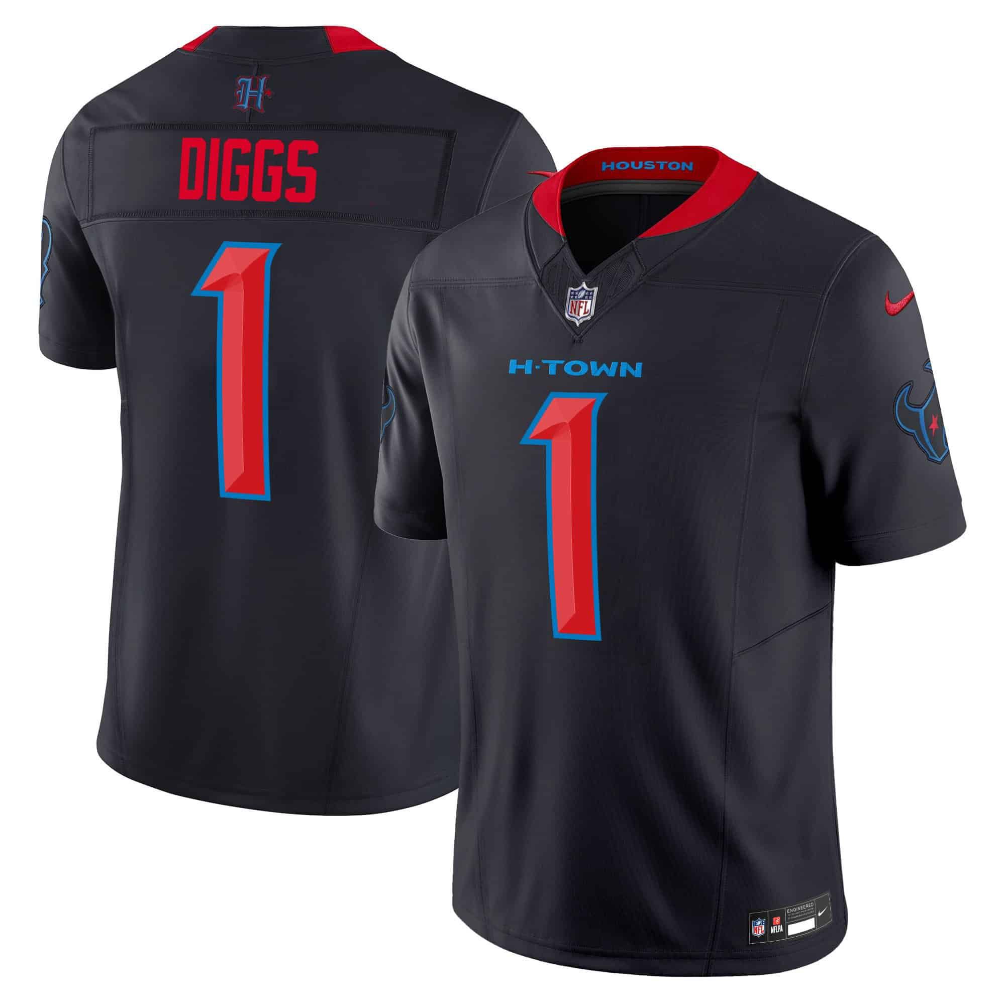Men Houston Texans #1 Diggs Black 2024 Nike Vapor Limited NFL Jersey